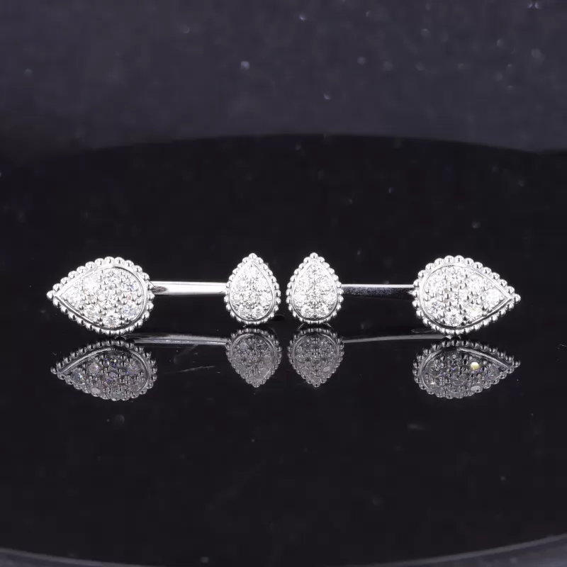 2.3mm Round Brilliant Cut Moissanite S925 Sterling Silver Pear design Drop Dangle Diamond Earrings