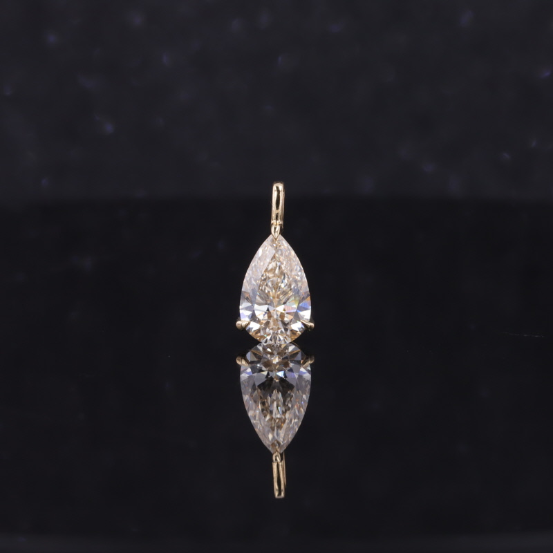 5.3×8.6mm Pear Cut Lab Grown Diamond 14K Yellow Gold Diamond Pendant