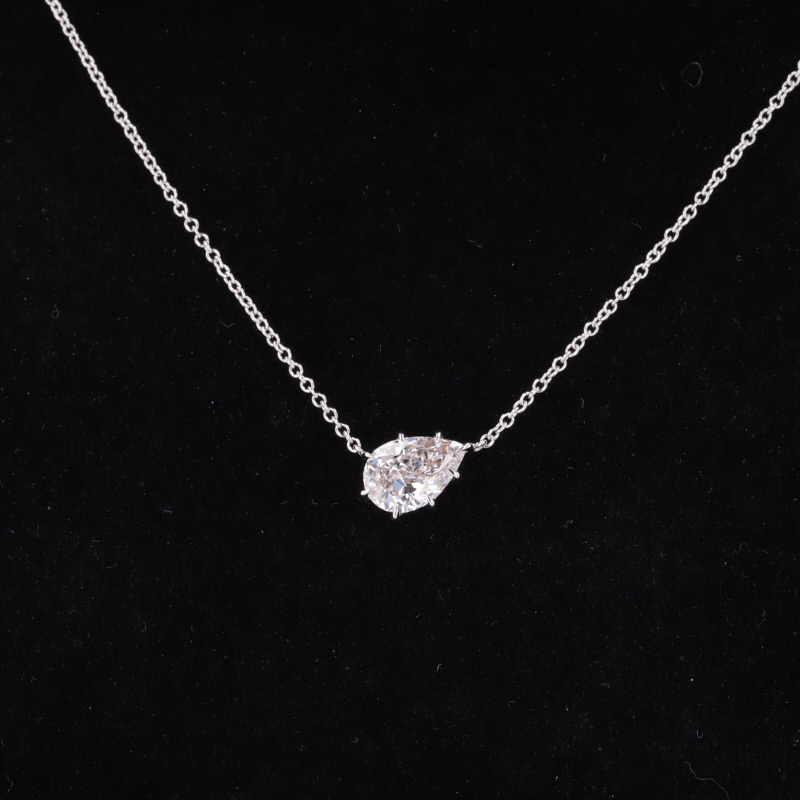 5.4×8.17mm Pear Cut Lab Grown Diamond 14K White Gold Diamond Pendant Necklace