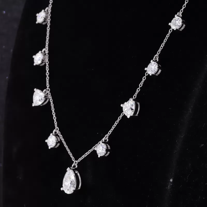 7×10mm Pear Cut Moissanite S925 Sterling Silver Diamond Pendant Necklace