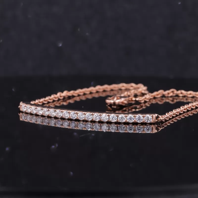 1.8mm Round Brilliant Cut Moissanite 14K Rose Gold Diamond Bracelet