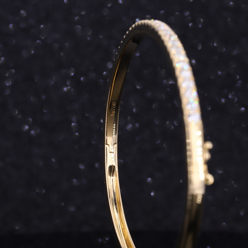 2mm Round Brilliant Cut Moissanite 18K Yellow Gold Diamond Bracelet