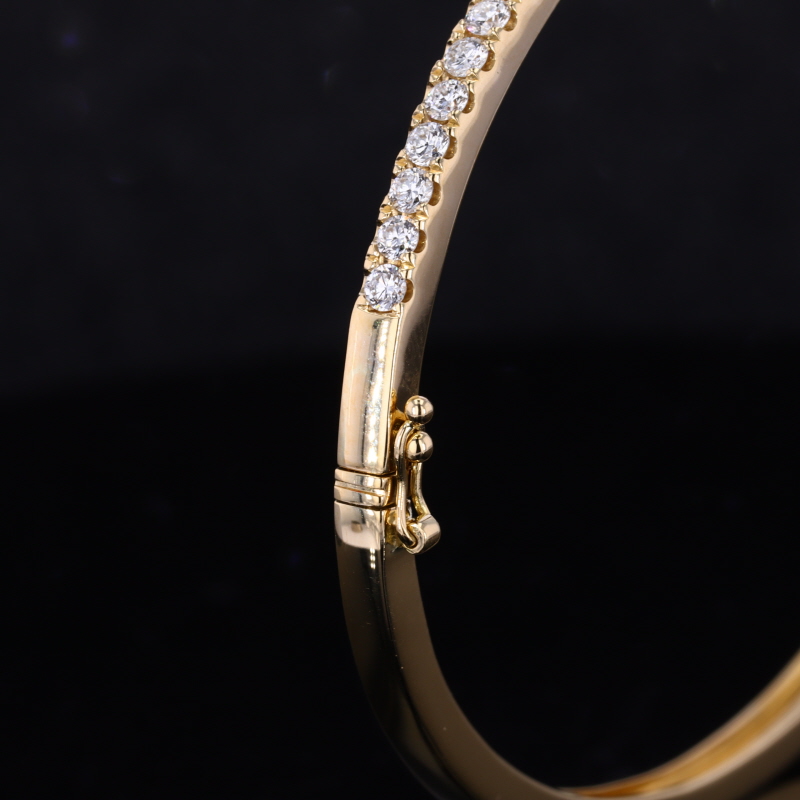 2mm Round Brilliant Cut Moissanite 18K Yellow Gold Diamond Bracelet