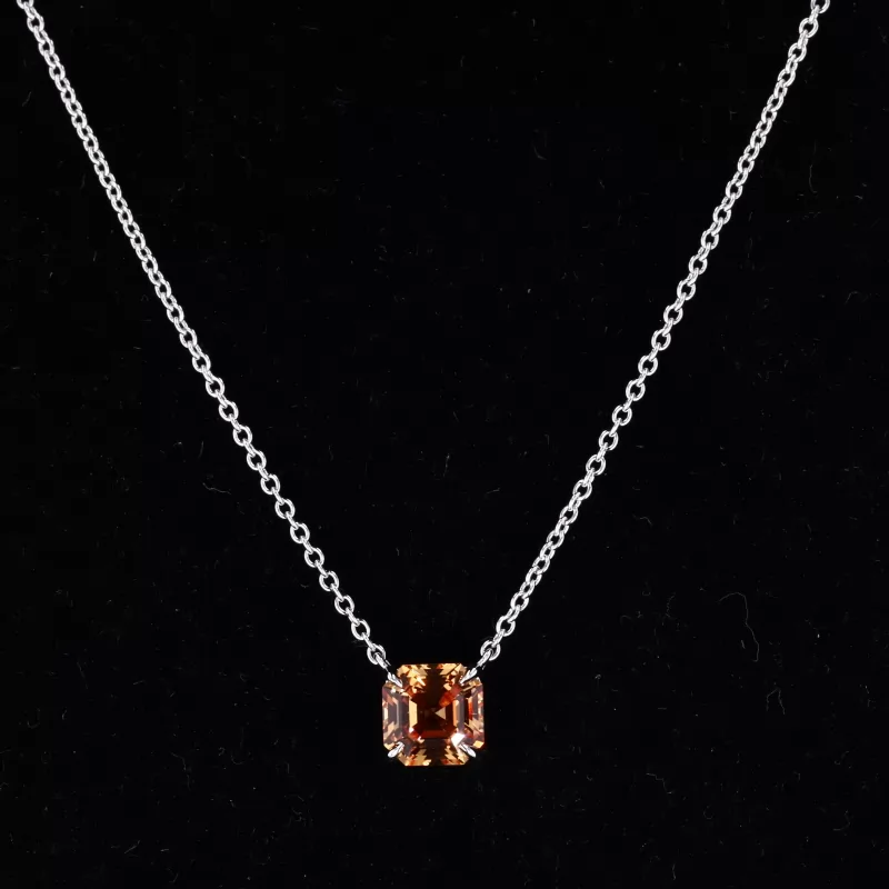6×6mm Asscher Cut Lab Gemstones S925 Sterling Silver Diamond Pendant Necklaces