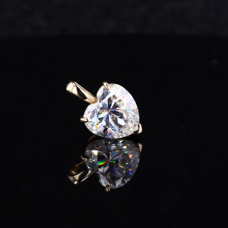 Heart Cut Moissanite 14K Yellow Gold Diamond Pendant