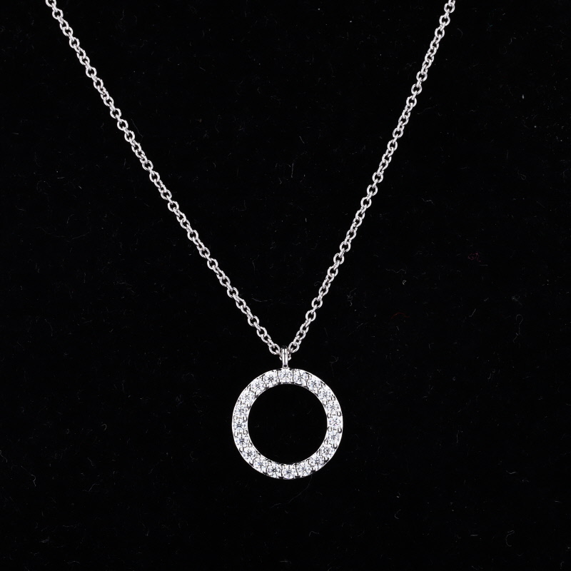 1.2mm Round Brilliant Cut Moissanite S925 Sterling Silver Diamond Pendant Necklace