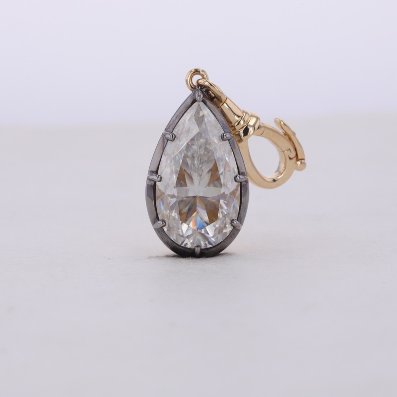 8×14mm Pear Cut Moissanite 14K Yellow Gold Diamond Pendant