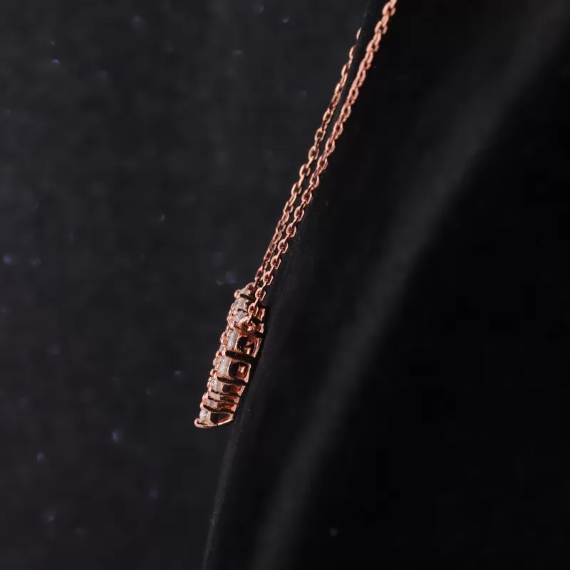 2.5mm Round Brilliant Cut Moissanite 14K Rose Gold Diamond Pendant Necklace
