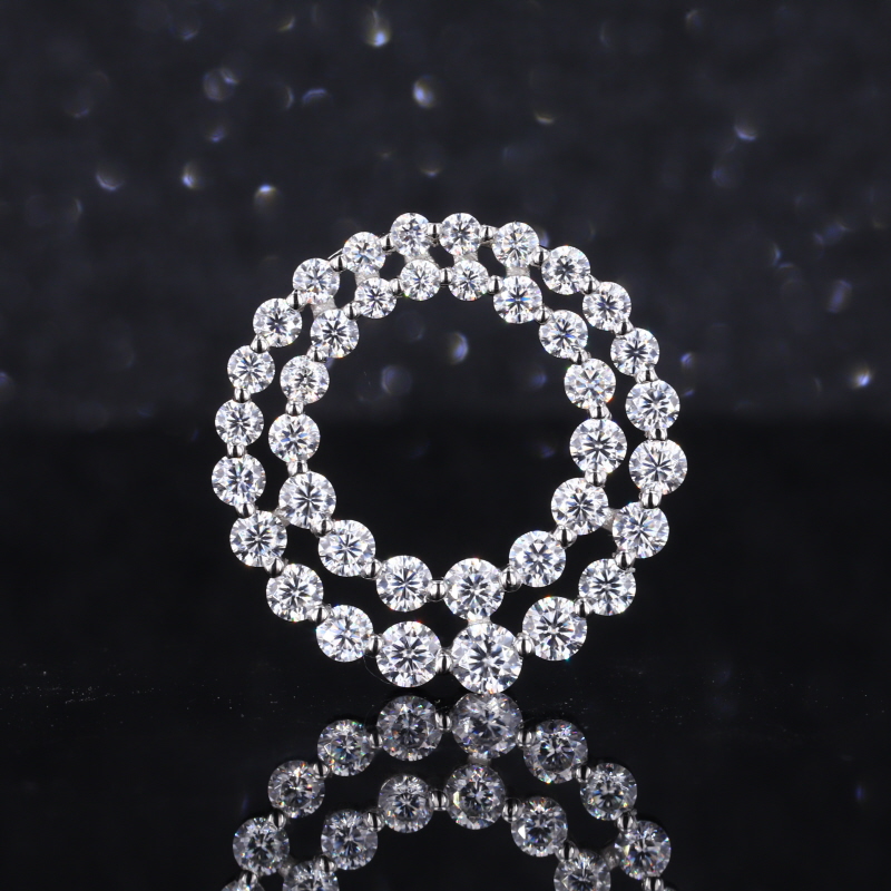 1.7mm to 3mm Round Brilliant Cut Moissanite PT950 Diamond Pendant