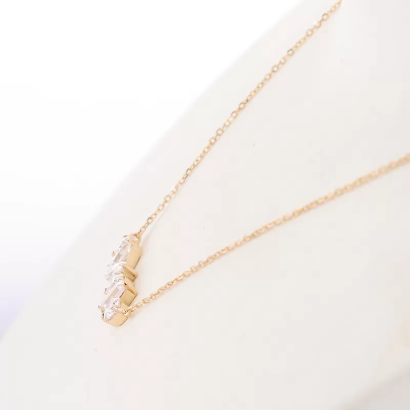 Fancy Shape Moissanite 14K Yellow Gold Diamond Pendant Necklace