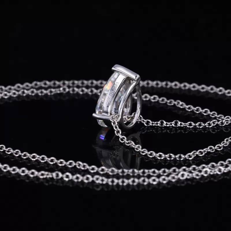 Pear Cut Moissanite 9K White Gold Diamond Pendant Necklace