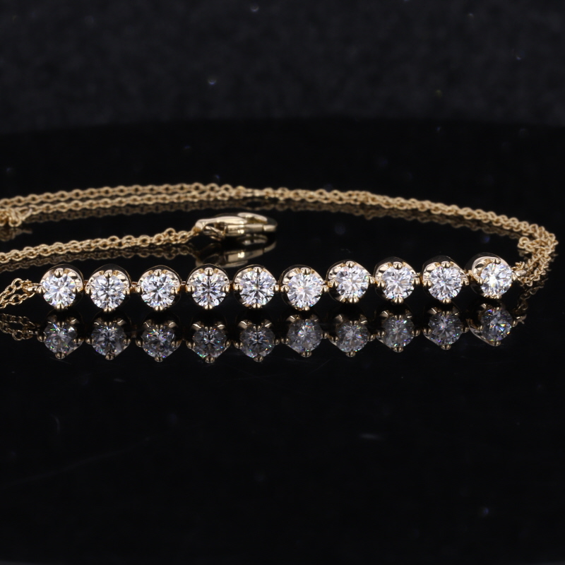 2mm Round Brilliant Cut Moissanite 14K Yellow Gold Diamond Bracelet