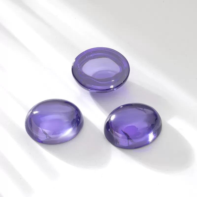 Violet Flat Back Oval Cabochon Cubic Zirconia