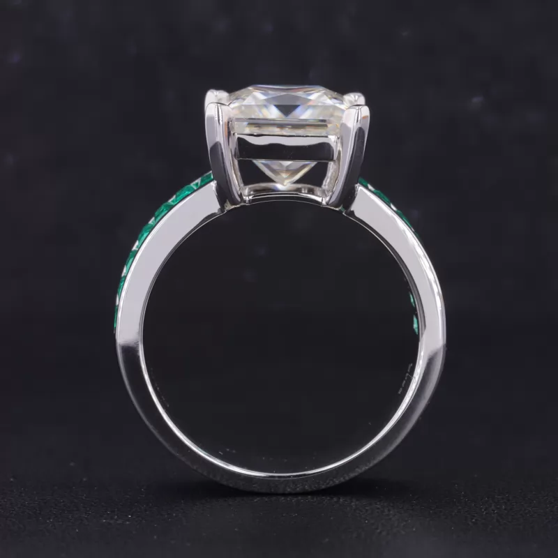 10×10mm Princess Cut Moissanite S925 Sterling Silver Channel Set Engagement Ring