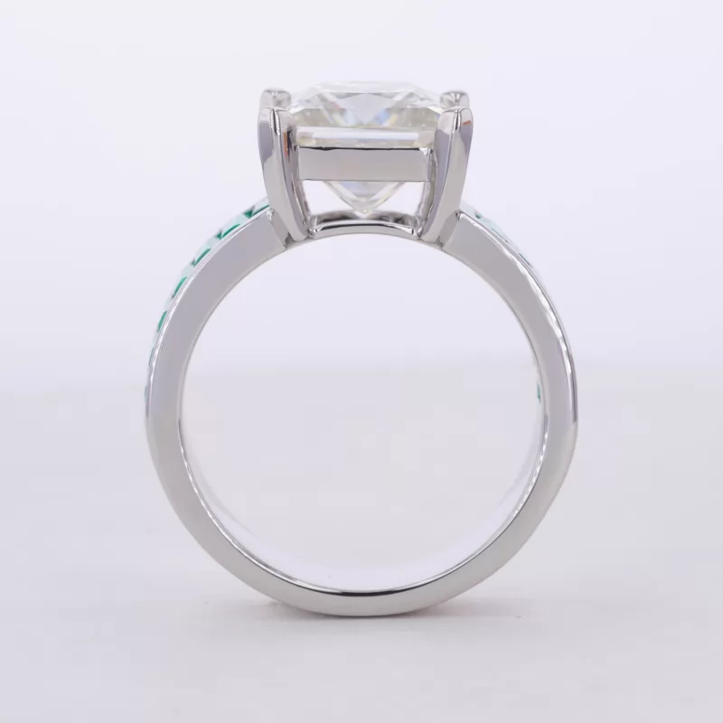 10×10mm Princess Cut Moissanite S925 Sterling Silver Channel Set Engagement Ring