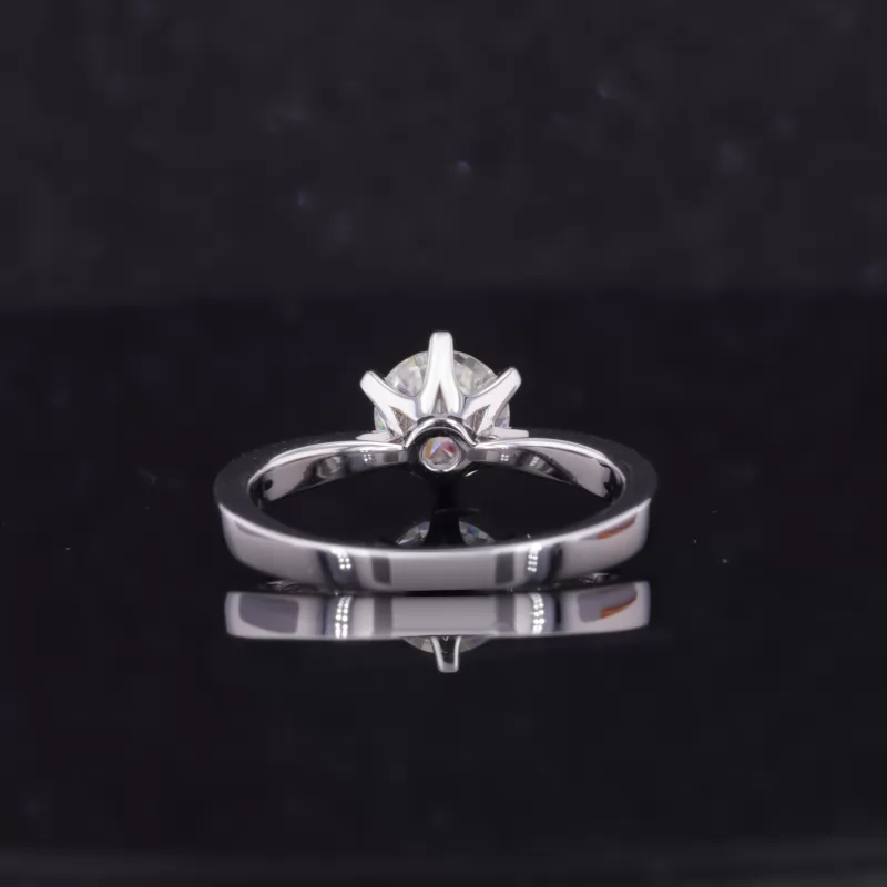 6.5mm Round Brilliant Cut Moissanite S925 Sterling Silver Channel Set Engagement Ring