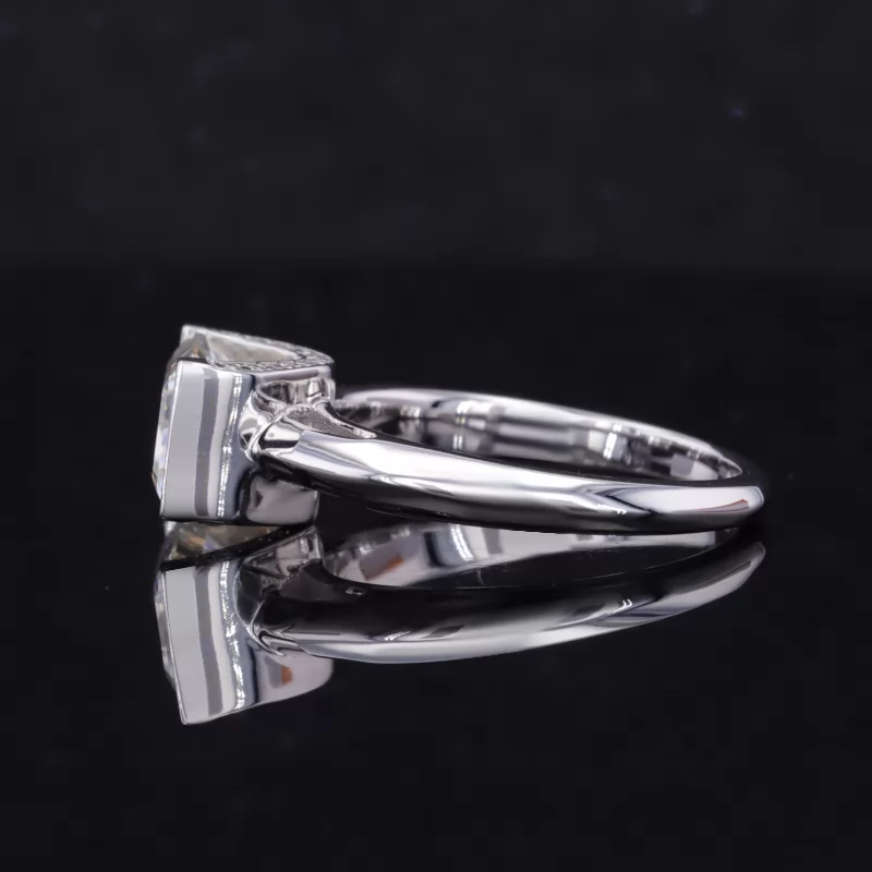 9.3×6.7mm Octagon Emerald Cut Moissanite 10K White Gold Tension Set Engagement Ring