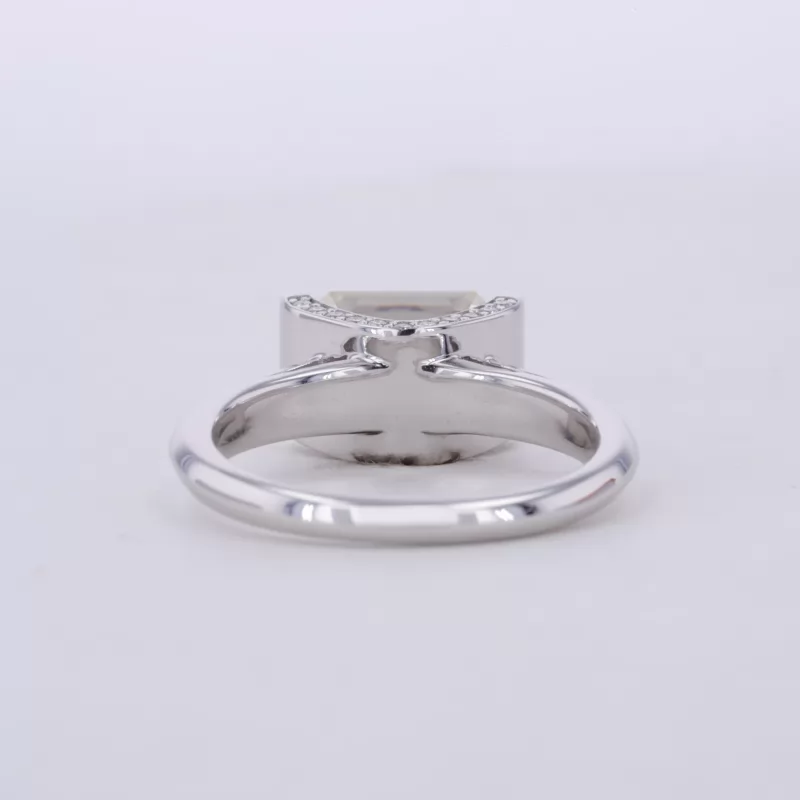 9.3×6.7mm Octagon Emerald Cut Moissanite 10K White Gold Tension Set Engagement Ring