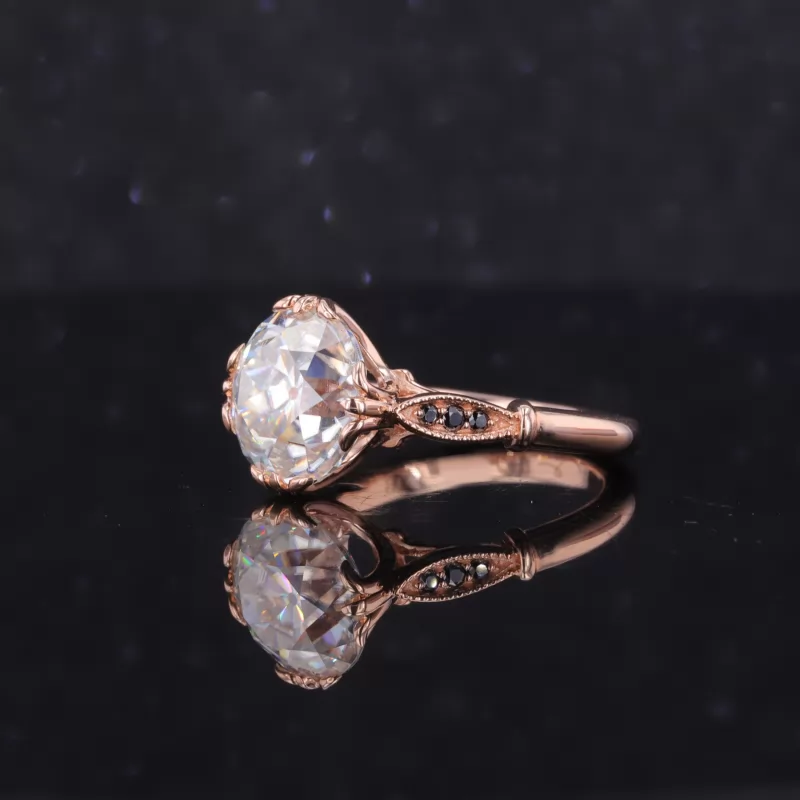 9mm Old European Cut Moissanite 9K Rose Gold Channel Set Engagement Ring