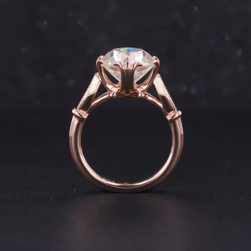 9mm Old European Cut Moissanite 9K Rose Gold Channel Set Engagement Ring