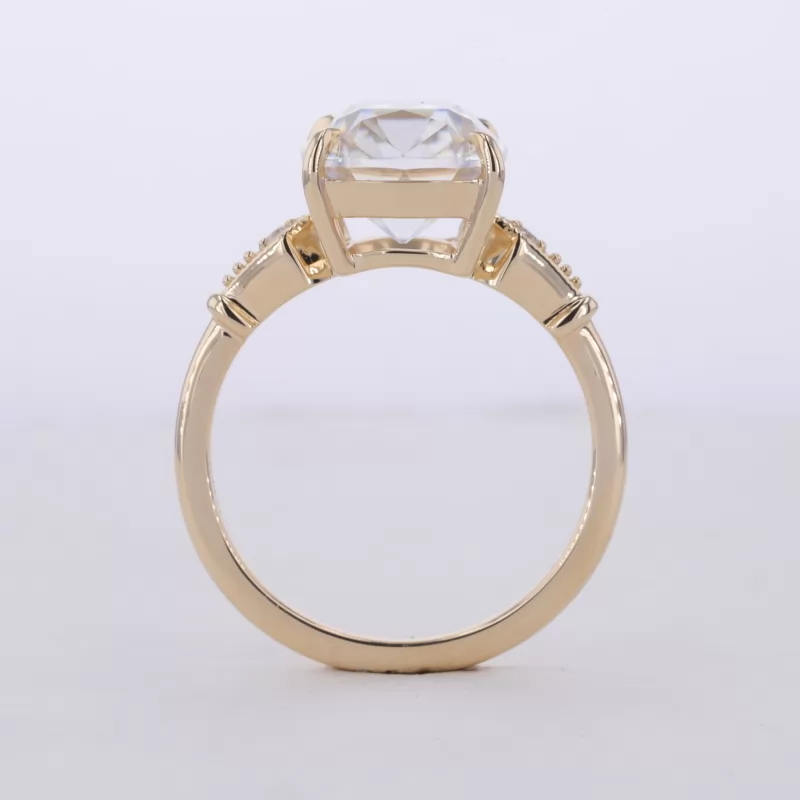 10×11mm Cushion Cut Moissanite 10K Yellow Gold Channel Set Engagement Ring Set