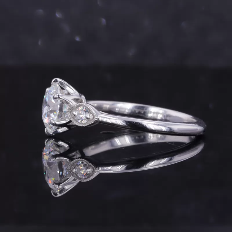 7.4mm Round Brilliant Cut Moissanite PT950 Channel Set Engagement Ring