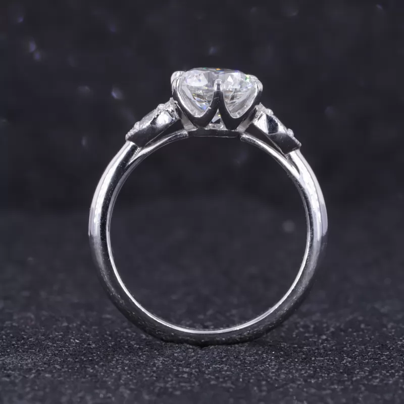 7.4mm Round Brilliant Cut Moissanite PT950 Channel Set Engagement Ring