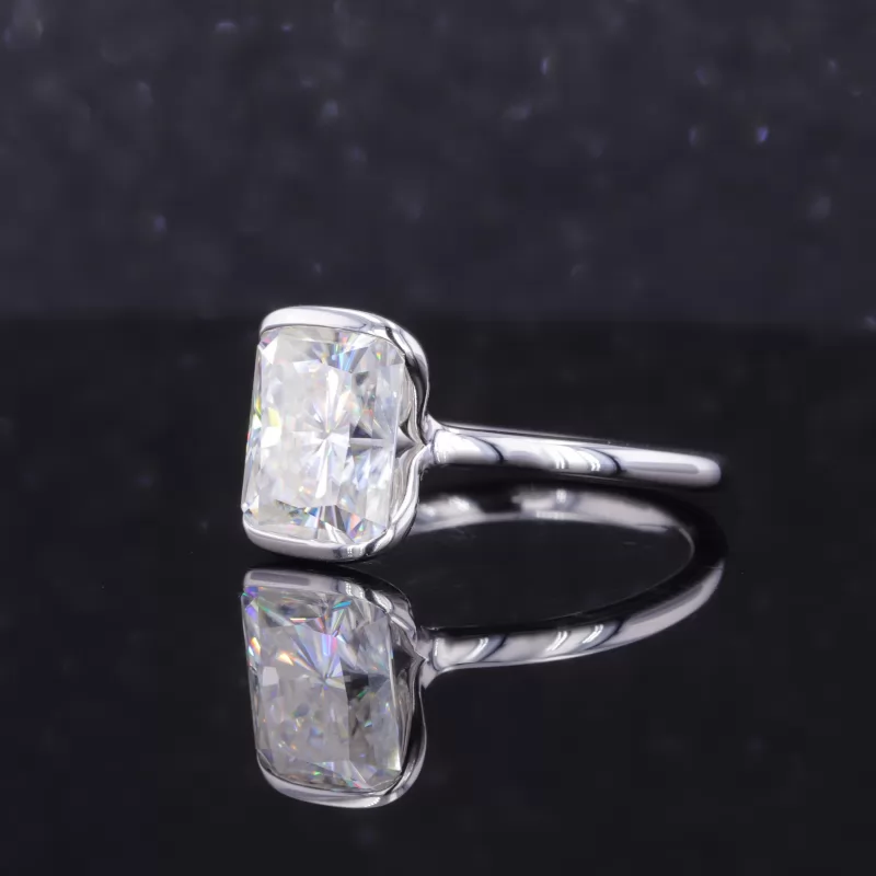 8×10mm Radiant Cut Moissanite 10K White Gold Solitaire Engagement Ring