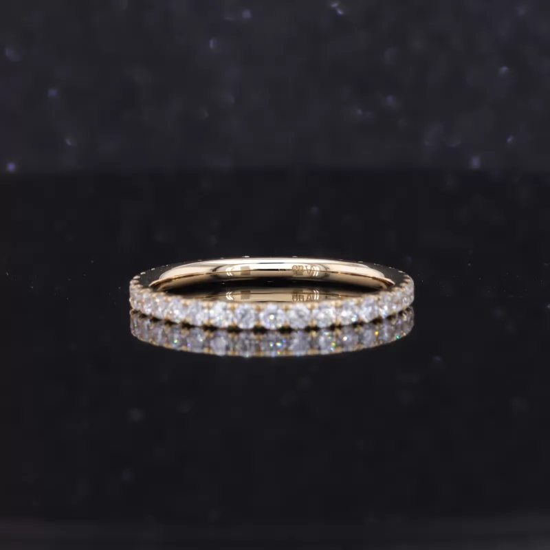 1.8mm Round Brilliant Cut Moissanite 14K Yellow Gold Diamond Eternity Ring