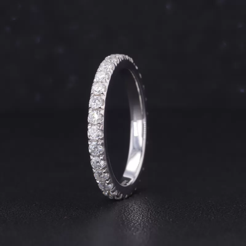 2mm Round Brilliant Cut Moissanite 14K White Gold Diamond Eternity Ring