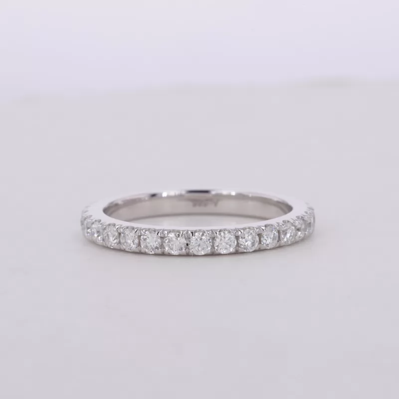 2mm Round Brilliant Cut Moissanite 14K White Gold Diamond Eternity Ring