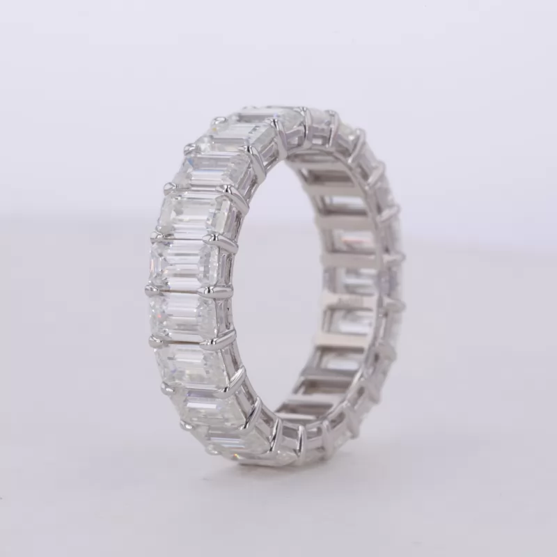 3×5mm Octagon Emerald Cut Moissanite 14K White Gold Diamond Eternity Ring