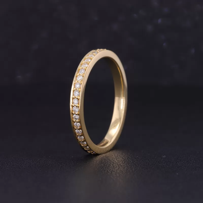 1.3mm Round Brilliant Cut Moissanite 18K Yellow Gold Diamond Eternity Ring