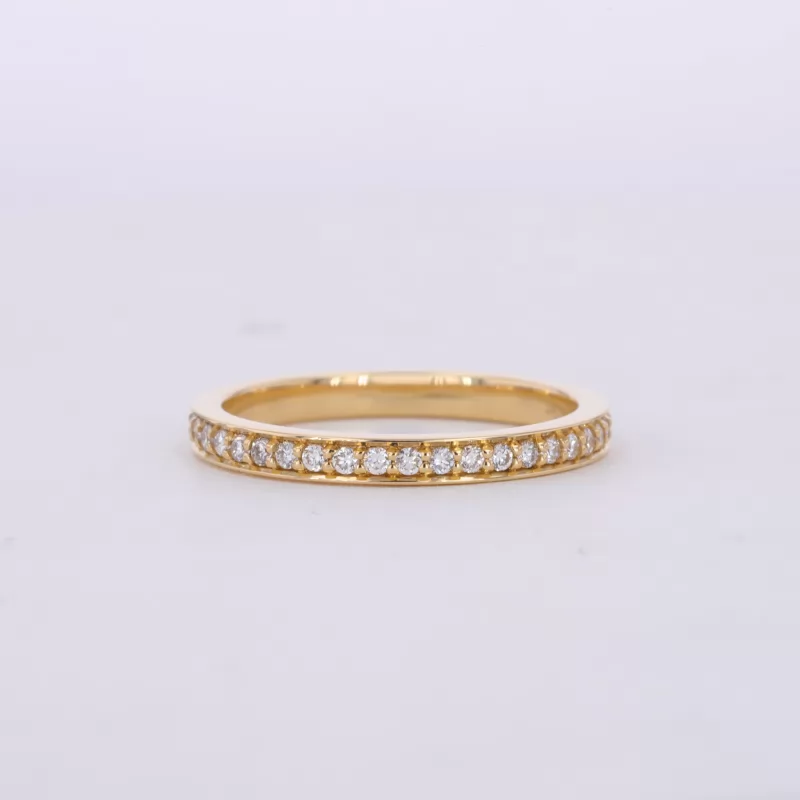 1.3mm Round Brilliant Cut Moissanite 18K Yellow Gold Diamond Eternity Ring