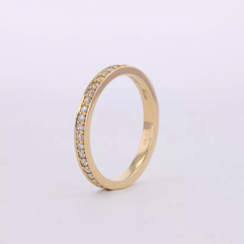 1.3mm Round Brilliant Cut Moissanite 18K Yellow Gold Diamond Eternity Ring