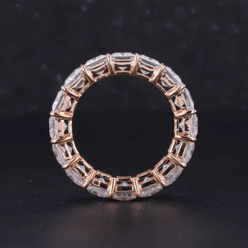 4×4mm Princess Cut Moissanite 18K Rose Gold Diamond Eternity Ring