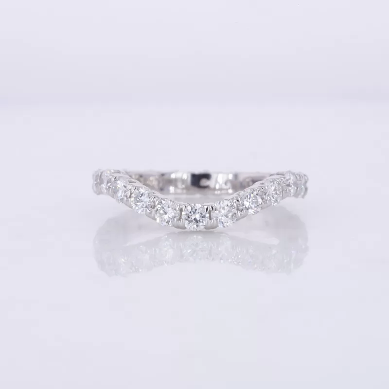 2.5mm Round Brilliant Cut Moissanite 10K White Gold Diamond Eternity Ring