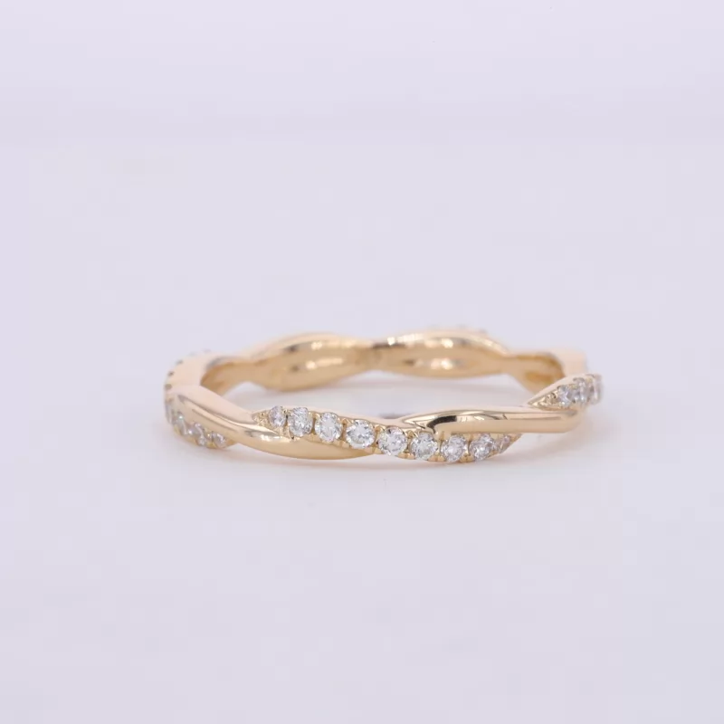 1.3mm Round Brilliant Cut Lab Grown Diamond 14K Yellow Gold Petite Twist Diamond Eternity Ring