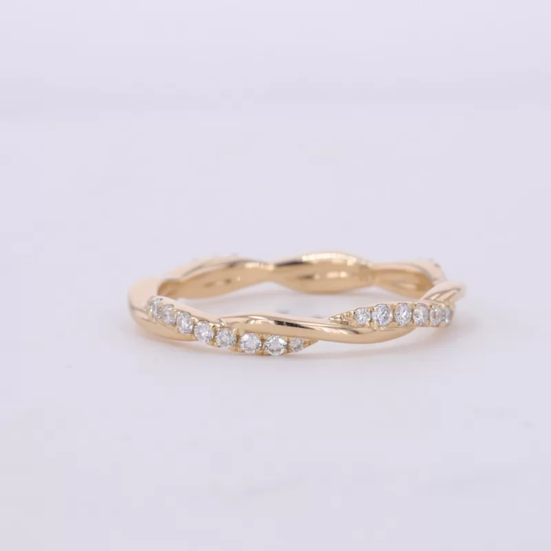 1.3mm Round Brilliant Cut Lab Grown Diamond 14K Yellow Gold Petite Twist Diamond Eternity Ring