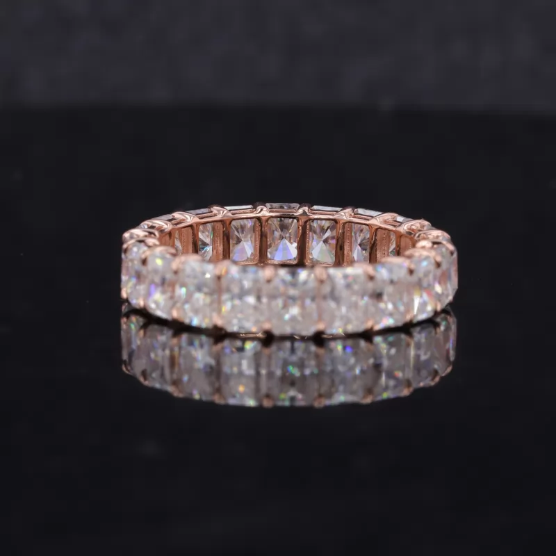 3×5mm Radiant Cut Moissanite 14K Rose Gold Diamond Eternity Ring