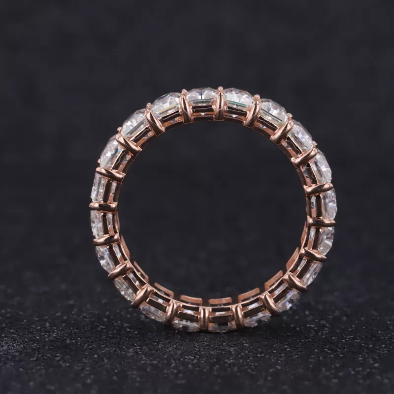 3×5mm Radiant Cut Moissanite 14K Rose Gold Diamond Eternity Ring