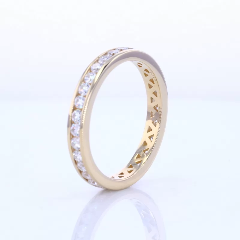 2mm Round Brilliant Cut Moissanite 10K Yellow Gold Diamond Eternity Ring