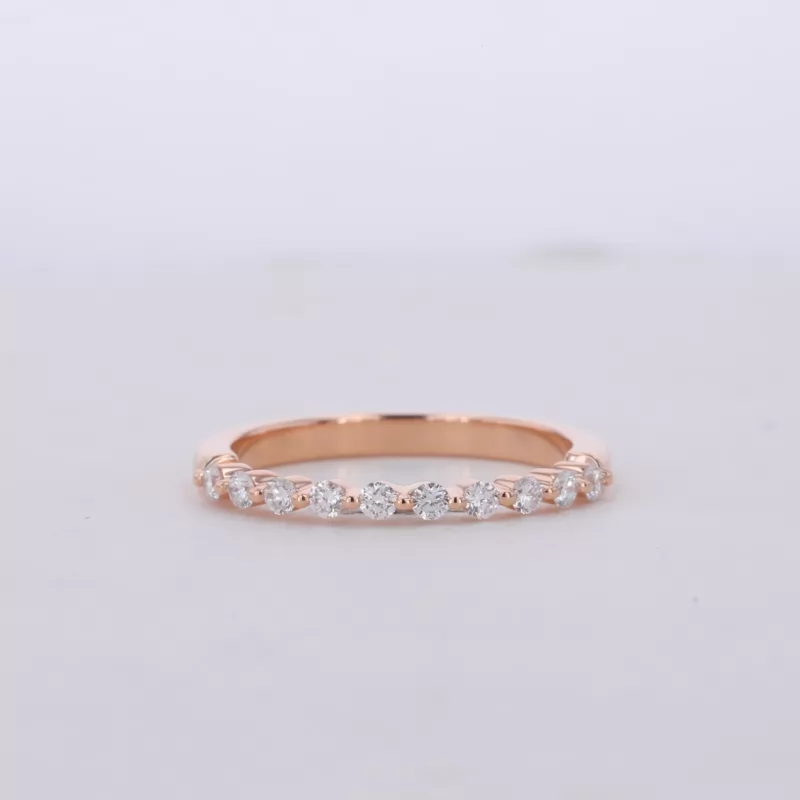 1.8mm Round Brilliant Cut Moissanite 18K Rose Gold Ten Stone Diamond Ring