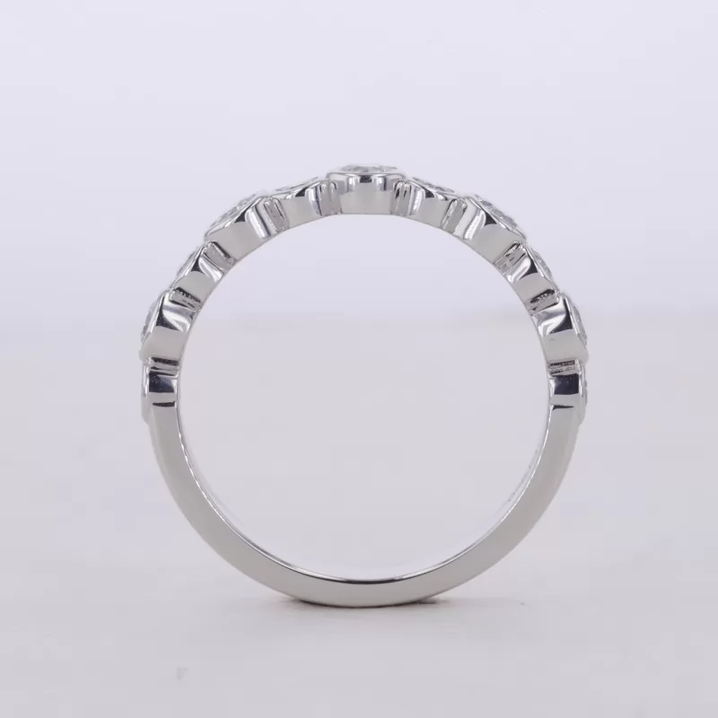 2mm & 2.7mm Round Brilliant Cut Moissanite Bezel Set PT950 Eleven Stone Diamond Ring