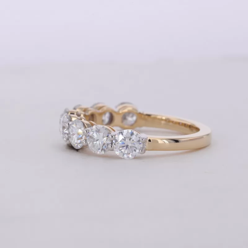 4mm Round Brilliant Cut Moissanite 14K Yellow Gold Eight Stone Diamond Ring