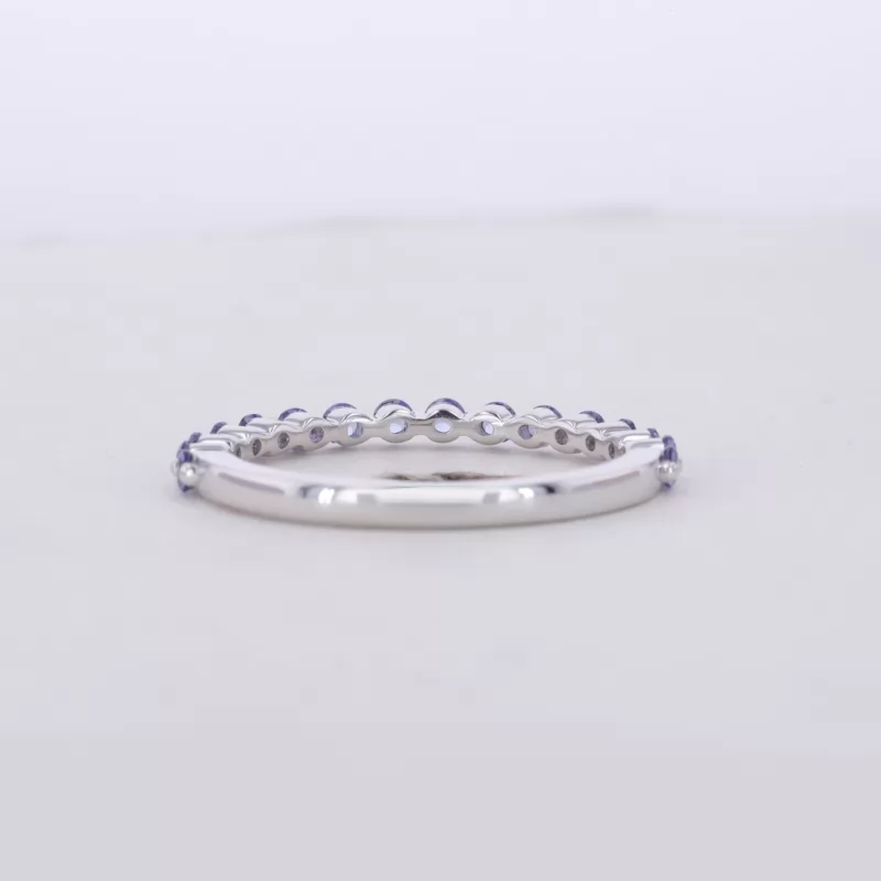 2mm Round Brilliant Cut Lab Grown Sapphire S925 Sterling Silver Sixteen Stone Diamond Ring