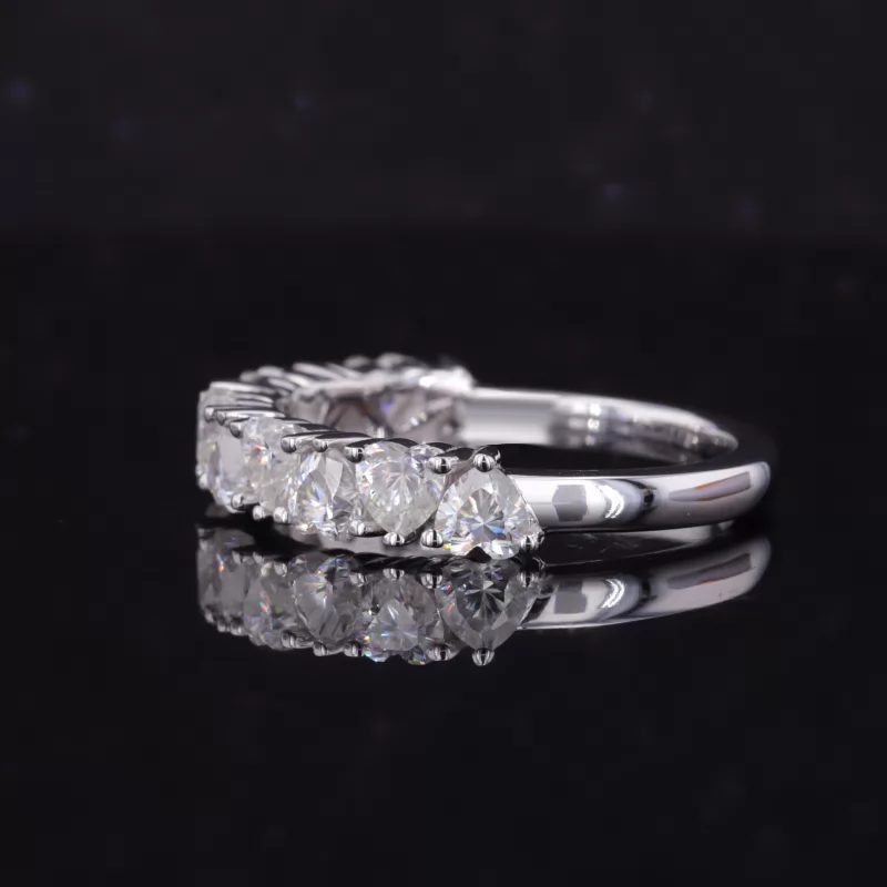 3.5×3.5mm Heart Cut Moissanite 9K White Gold Eleven Stone Diamond Ring