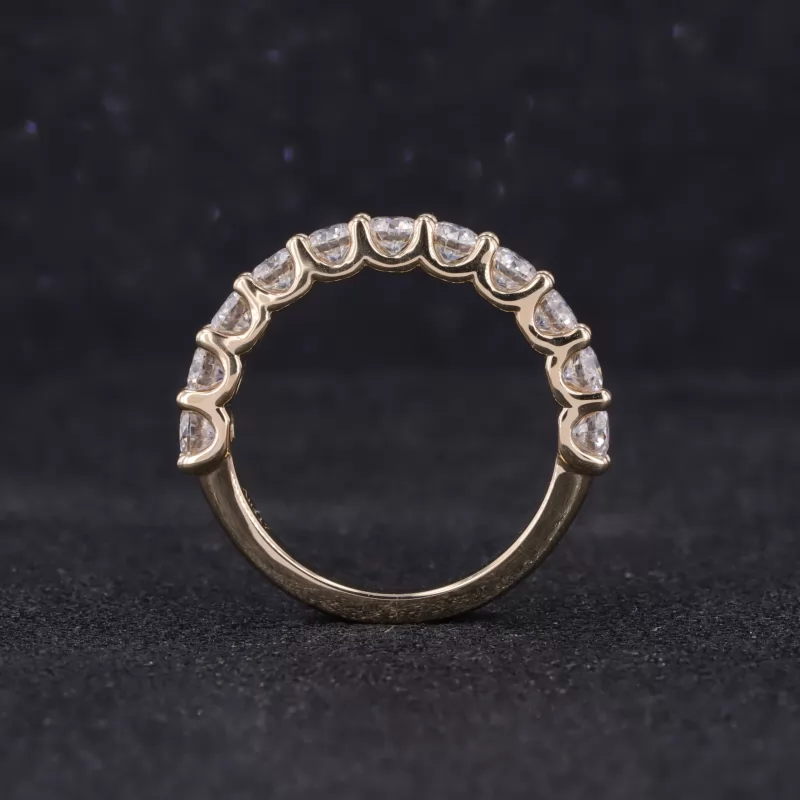 3mm Round Brilliant Cut Moissanite 10K Yellow Gold Eleven Stone Diamond Ring