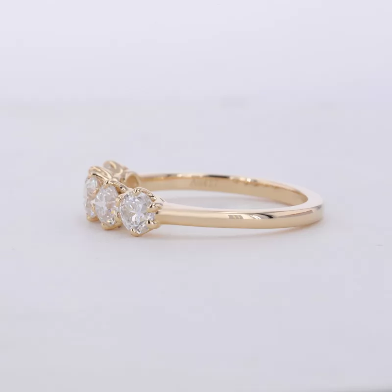 4mm Round Brilliant Cut Moissanite 10K Yellow Gold Five Stone Diamond Ring