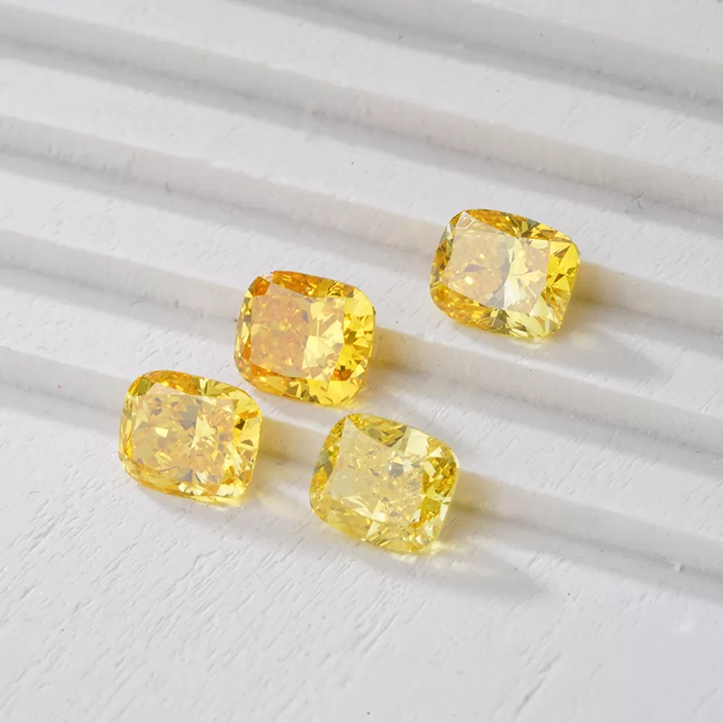 0.5ct 1.0ct 1.5ct 2.0ct Yellow Color Cushion Cut HPHT Lab Grown Diamond